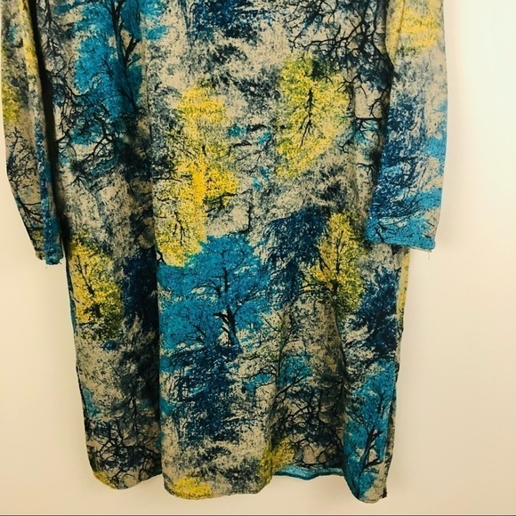 Tree Print Cacoon dress one size fits all, free flowing with pockets, jewel tone - Picture 4 of 11